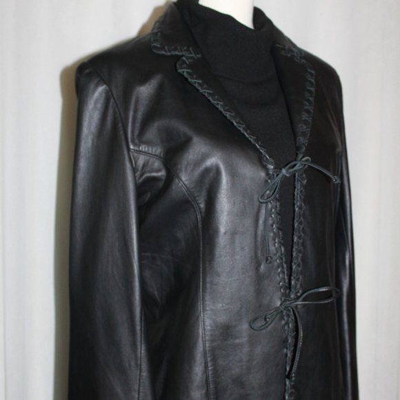 Black Genuine Leather Jacket - Picture 2 of 8